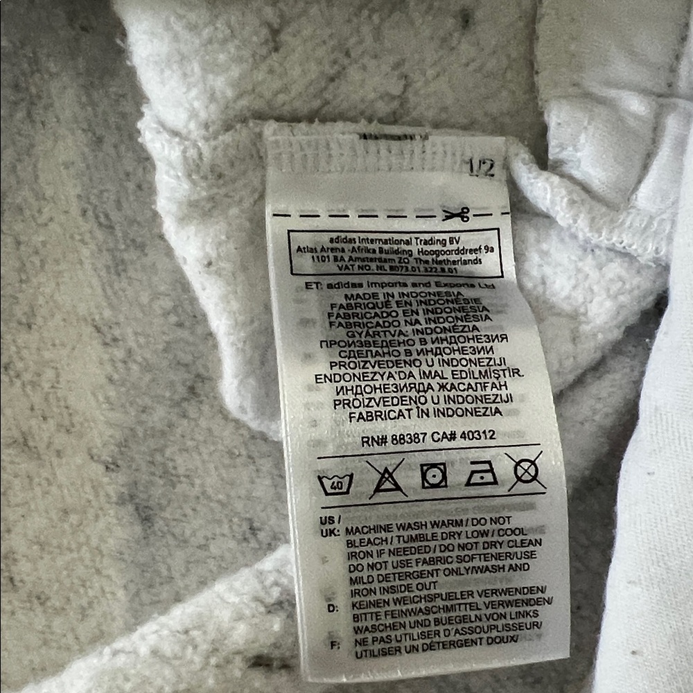 Adidas Heathered White Hoodie with Black Logo - Picture 6 of 7